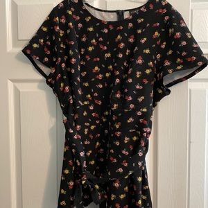 Lane Bryant black with flowers peplum top size 18 worn once.